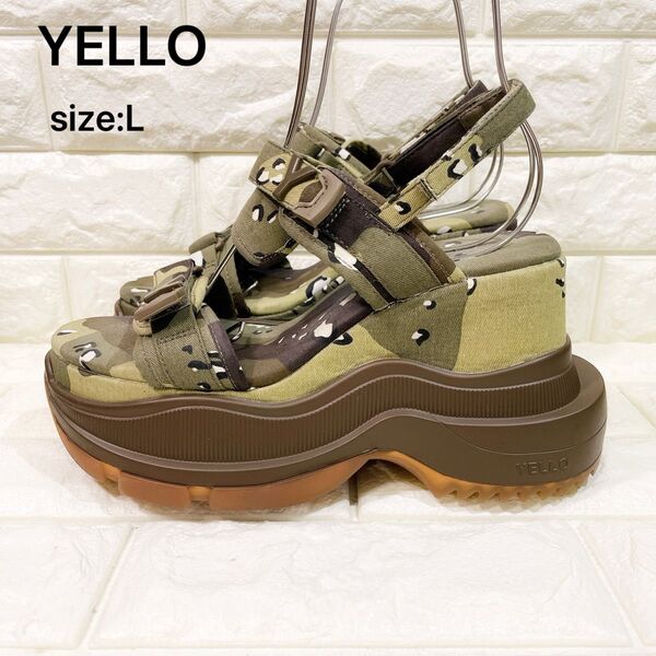 YELLO イエロー DOUBLE SNEAKER SANDAL ダブルスニーカーサンダル カモフラ 厚底サンダル L