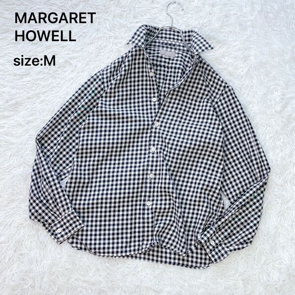 MARGARET HOWELL マーガレットハウエル コットン長袖シャツ ギンガムチェック M