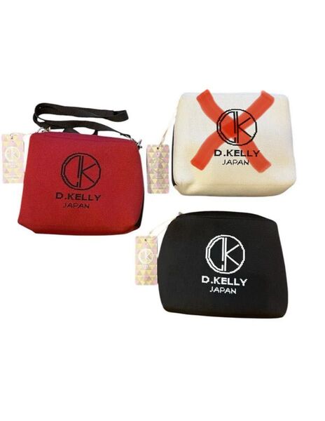 ★新品未使用(値札付き)D.KELLYショルダーバッグ★ショルダー紐付き ショルダーバッグ 肩掛け 赤or黒