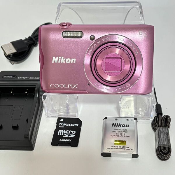 【人気・稼動品】 Nikon COOLPIX A300 ニコン デジタルカメラ SDカード付【16GB】Wi-Fi機能 ピンク
