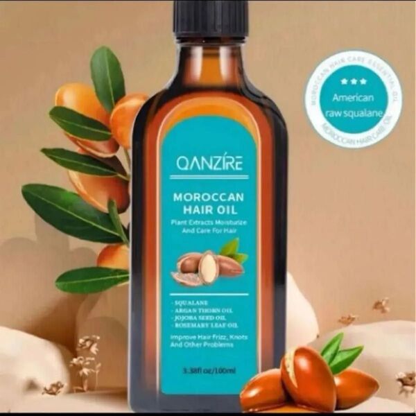 100ml モロッカンアルガンヘアオイル、健康でつやのある髪のための必須脂肪酸と抗酸化剤を含む保湿スムージングセラム