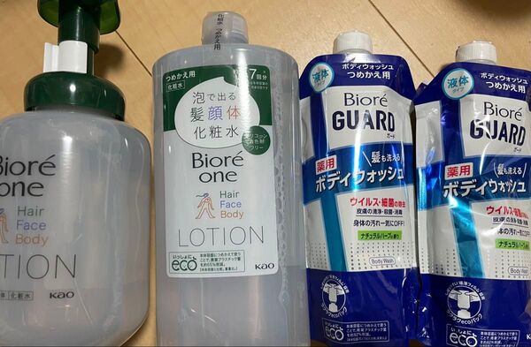 ビオレガード 髪も洗える薬用ボディウォッシュとビオレone 泡で出る化粧水 コンフォートサボンの香り 本体と詰替用