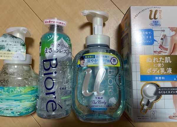 ビオレu ザ ボディ泡ボディソープ 本体と詰替、ハンドソープ、ボディ乳液 計4点
