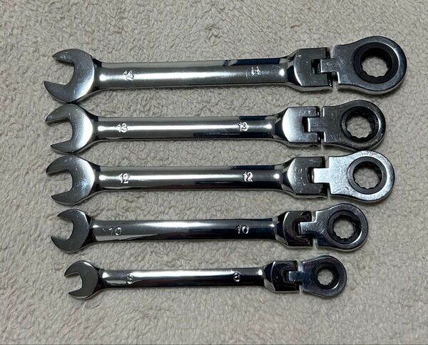 ラチェットスパナ レンチ 首振り ギアレンチ コンビネーションレンチ 一本売り