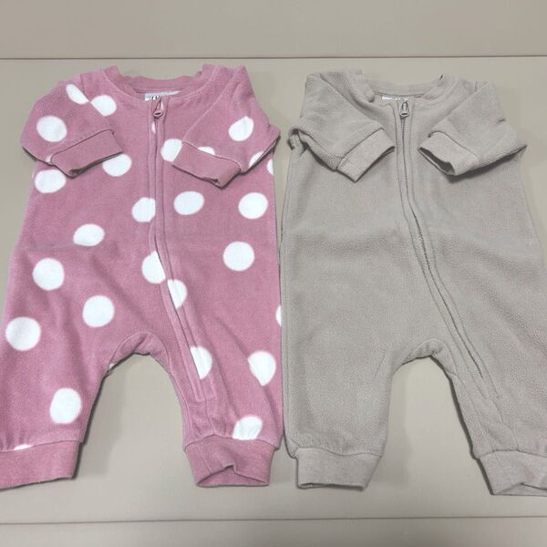 ベビー服 ジップアップフリースカバーオール 2着セット