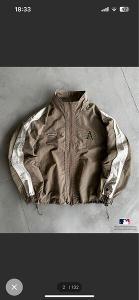 Perushu × MLB スタンドネックナイロンブルゾン ナイロンジャケット オークランドアスレチックズ Lサイズ 完売品