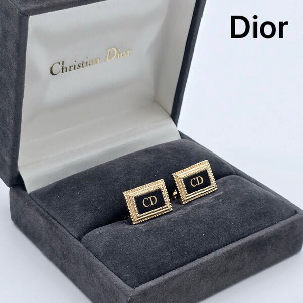 ★Christian Dior★ カフリンクス CDロゴ 長方形 ゴールド 箱付