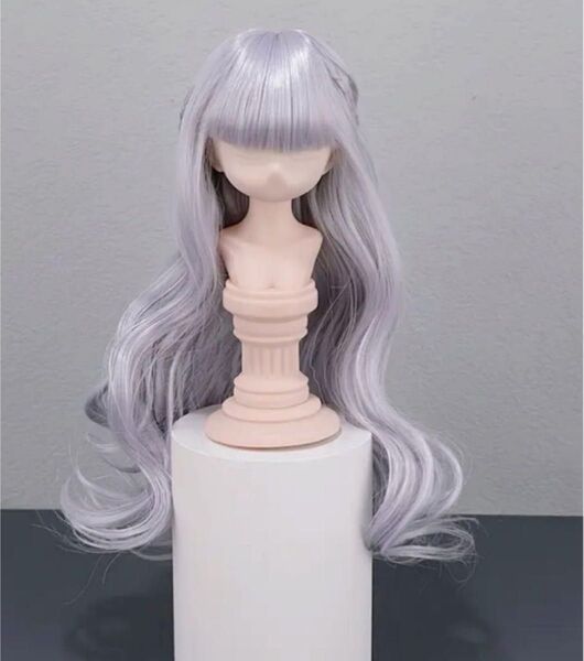 ★新品☆6分の1ドール ウィッグ スモーキーパープルシルバーロングカールヘアー