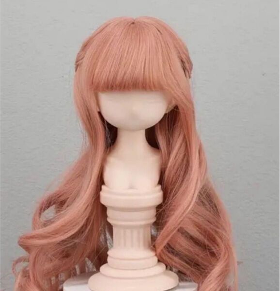 ★新品★6分の1ドール ウィッグ ピンクベージュ ロングカールヘアー