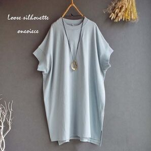 新品未使用ワンピース カットソードルマン 体型カバー ストレッチ チュニック トップス Tシャツs3639
