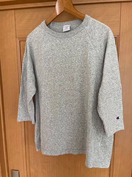 チャンピオン 7部丈Tシャツ T1011 Champion グレー USA製 無地 L