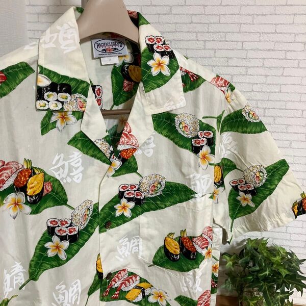 珍品 80s 90s アロハシャツ 和柄 寿司 漢字 ハワイ製 USA製 ヴィンテージ
