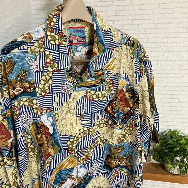 80s 90s REYN SPOONER レインスプーナー アロハシャツ JOE KEALOHA'S レーヨン ハワイ製 USA製