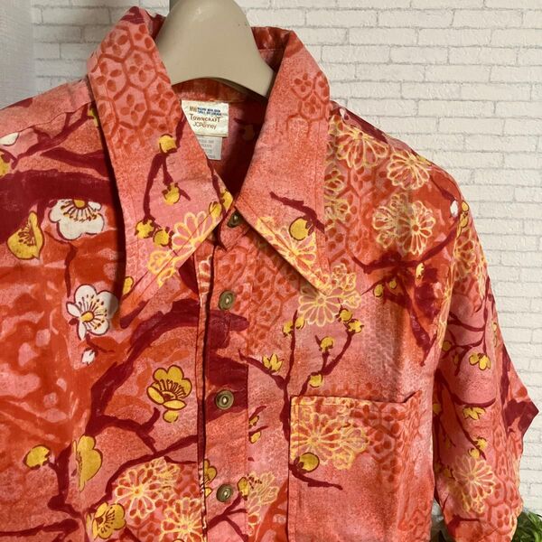70s タウンクラフト JCPenney ジェイシーペニー アロハシャツ 和柄 梅 桜 プルオーバー USA製 ヴィンテージ