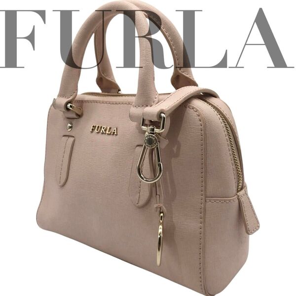 極美品 FURLA フルラ ショルダーバッグ 2way レザー ピンク 斜め掛け