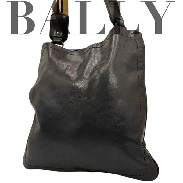 美品 BALLY バリー ショルダーバッグ オールレザー 濃茶色 斜め掛け◎
