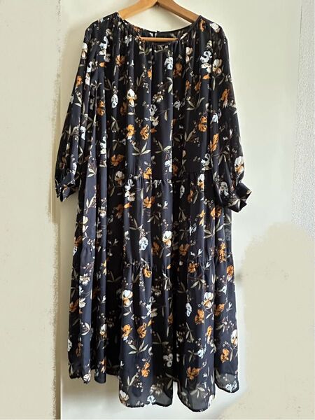 niko and… 花柄 ボタニカル マキシ丈ワンピース シフォン Aライン