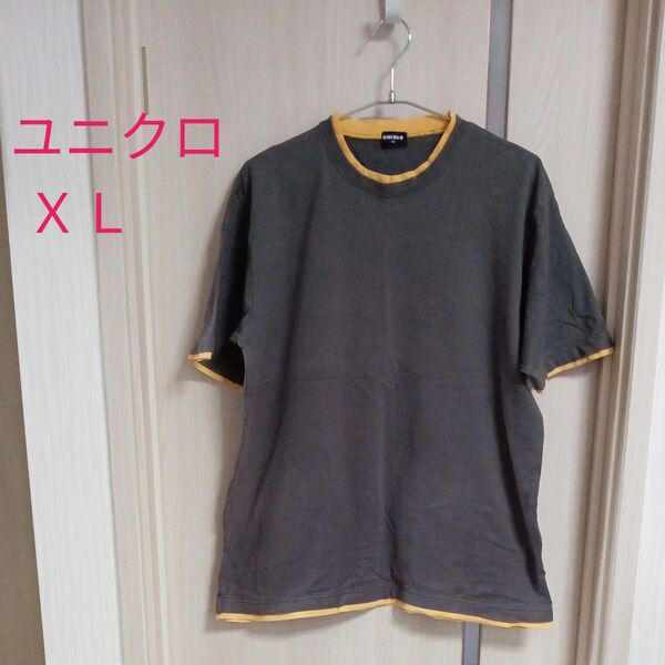 ★UNIQLO 半袖Tシャツ 灰×黄★