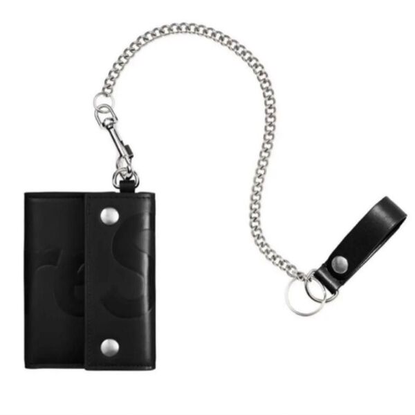 Supreme Leather Chain Wallet Black