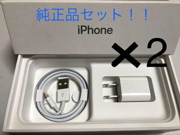 iPhone充電器 ライトニングケーブル 2本 1m 純正品アダプタ2個