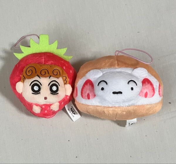 クレヨンしんちゃん デザートだいすきだゾ マスコット ぬいぐるみ 2種セット いちご ひまわり シロ