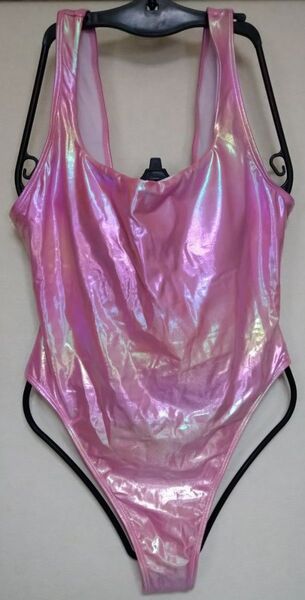 【新品】SHEIN ピンクメタリック ハイレグワンピース水着 2XL