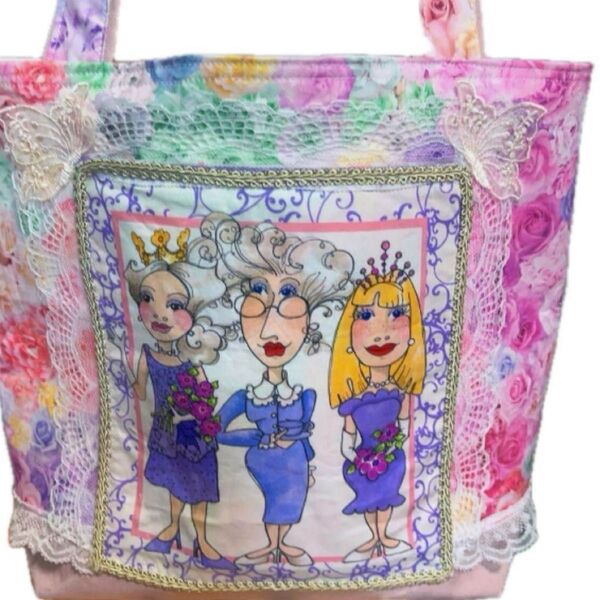 【未使用】ロラライハリス/ロイヤルティーレディパネル/トートバッグ/USAコットン/ハンドメイド