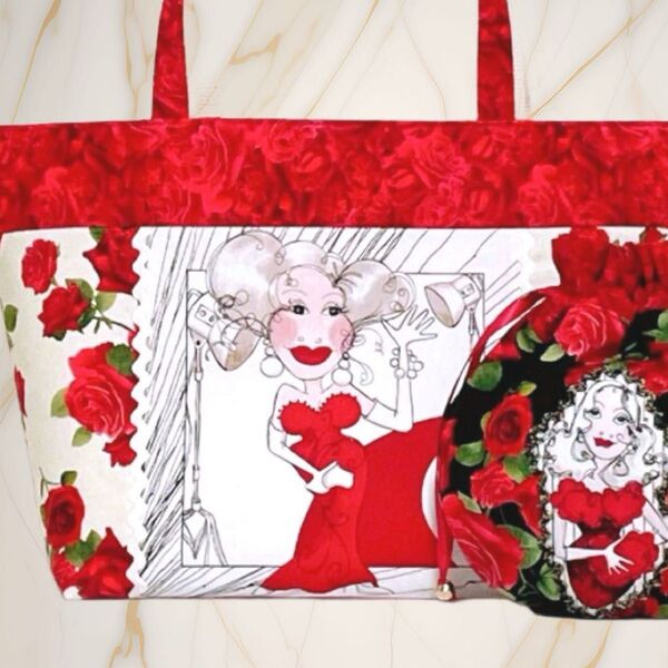 お値下げ【新品未使用】同梱割200円 ロラライハリス/廃盤レアLady in Red トートバッグ&ポーチセット/ハンドメイド