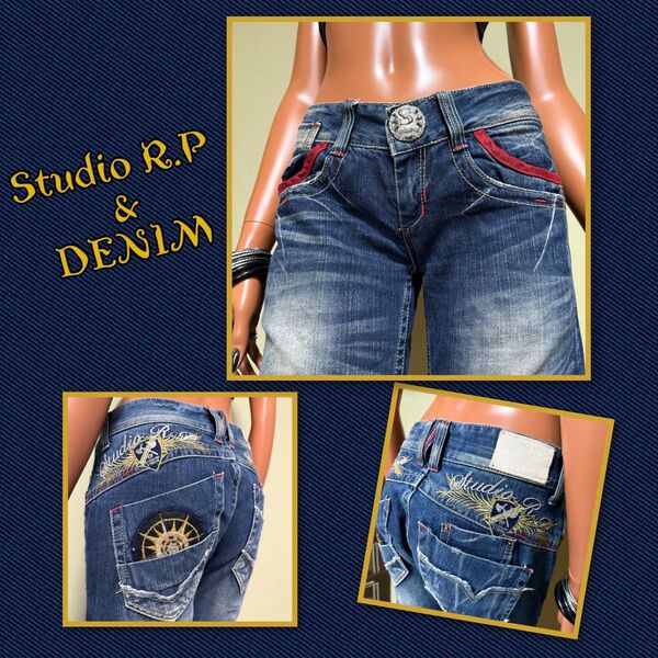 STUDIO R.P 刺繍デニム ローライズ y2k 平成ギャル グランジ ジーンズ