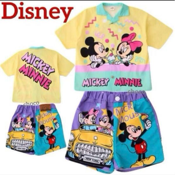 Disney ミッキー ミニー 半袖 Tシャツ 半ズボン セットアップ 男の子 100cm お洒落 短パン 夏服 可愛い 女の子