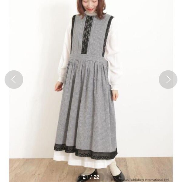 Alice×Samansa Mos2 エプロン レースノースリーブワンピース