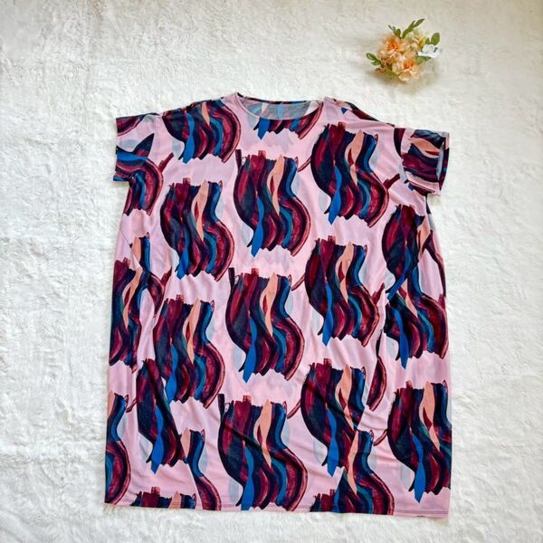 美品 ヒロコビス HIROKO BIS チュニック ヒロココシノ 春夏 ピンク