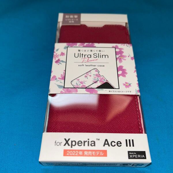 エレコム Xperia Ace III 手帳型ケース フラワー柄 ピンク