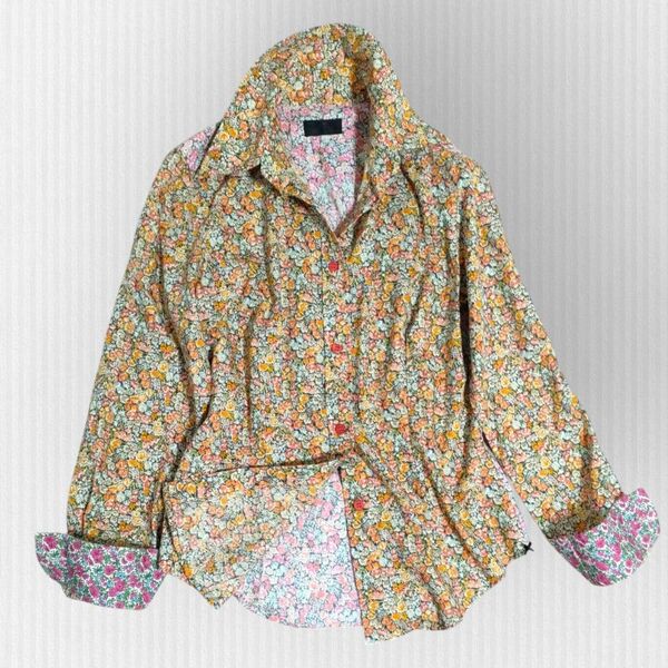 ポールスミスブラック 美品 リバティ花柄切替 シャツブラウス 長袖 マルチカラー 長袖 総柄 長袖シャツ 花柄 シャツ