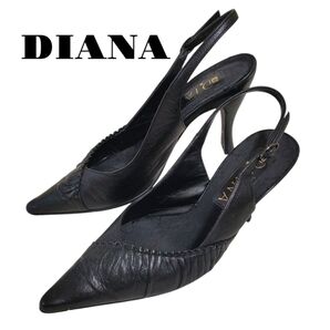 DIANA ダイアナ パンプス ヒール ブラック レザー 本革 スリングバックヒール