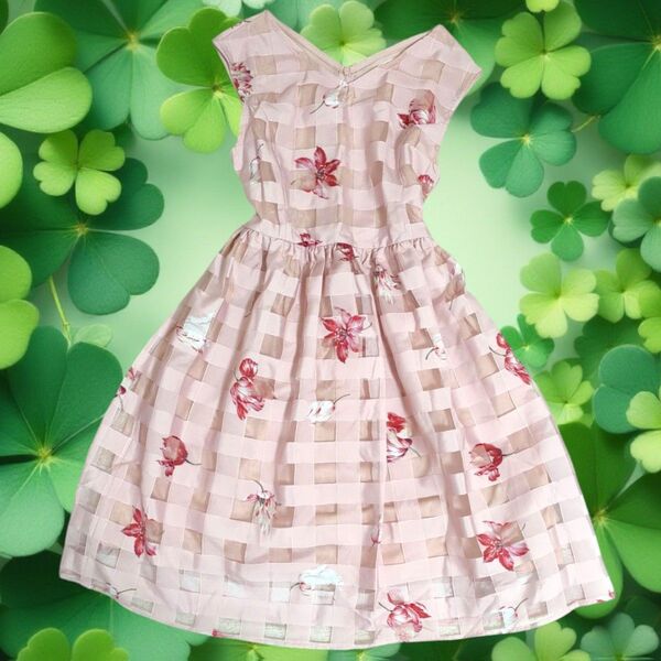 closet(トッコクローゼット) Collectionフラワー×シアーチェックワンピース 【teotla テオトラ】 花柄