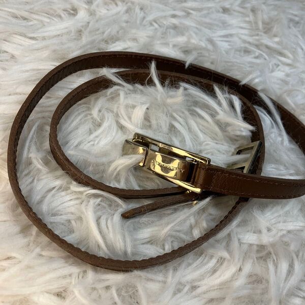 バーバリー ベルト (スカートベルト) ゴールドメッキ金具、ブラウン レザー ベルト BURBERRY