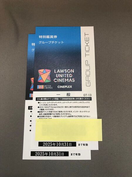 ユナイテッドシネマ シネプレックス 10/31 映画鑑賞券 チケット 2枚