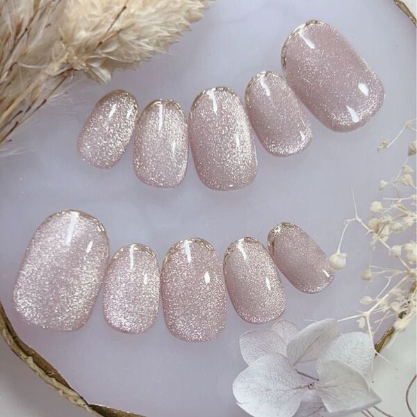 ニュアンスネイル ワンカラー シンプル ピンク マグネット 大人 ワンホン 上品 結婚式 成人式 ジェル ミラー