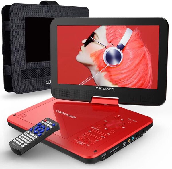 大特価!ポータブルDVDプレーヤー 12.5型 車載用ホルダー付き 10.5インチ液晶 車載DVDプレーヤー 最大5時間再生