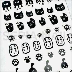 ネイルシール ステッカー 猫ちゃん 黒猫 肉球【J2154】