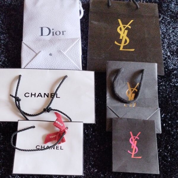 Dior CHANEL Yves Saint Laurent ショッパー 紙袋 6点 まとめ売り
