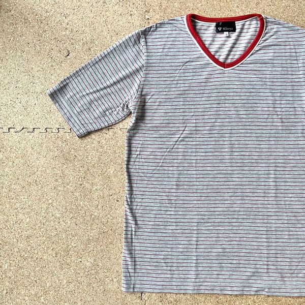 美品mods【Takeo Kikuchi・ボーダーTシャツ】バーガンディ×白