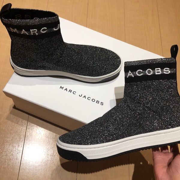 MARC JACOBS ラメ入りハイカットスニーカー 24cm レディース ソックススニーカー