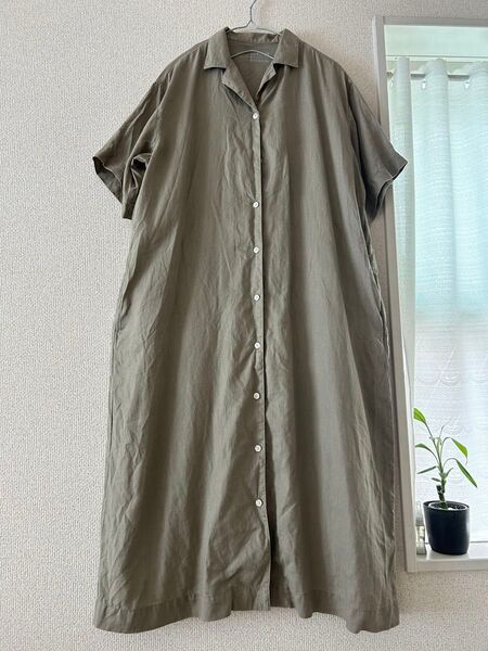 無印良品 リネン100%半袖シャツワンピース M~Lサイズ