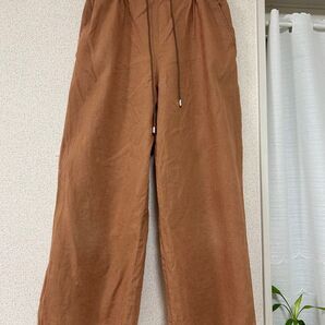ドゥクラッセ リネン100%ワイドパンツ L