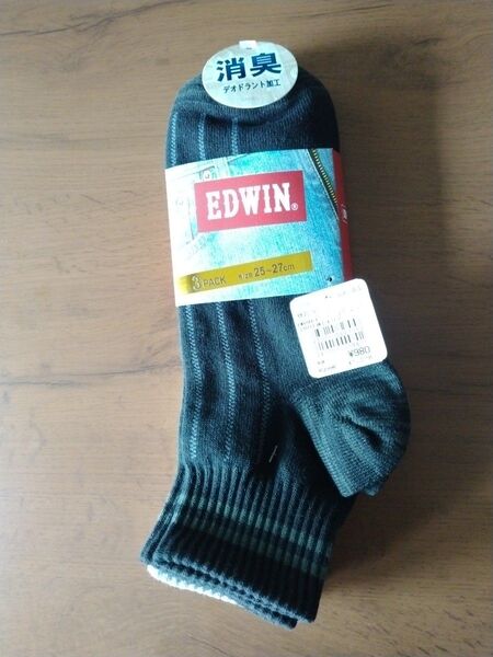 新品 未使用 EDWIN メンズ ソックス 3足セット 25~27cm 消臭 定価1078円 エドウィン 紳士 靴下 男性 靴下
