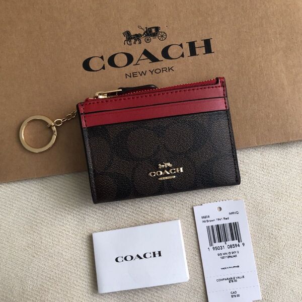 新品★COACH コーチ レザー コイン パス IDケース キーリング付き 財布