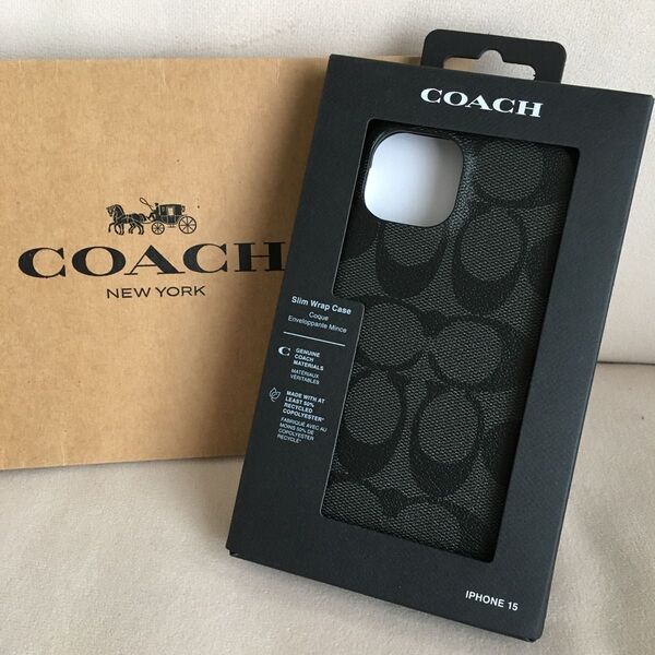 新品★COACH コーチ 定価14,300円 レザー iPhone 15 ケース