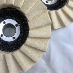 フェルトバフ研磨ホイール 5枚入 ブッシュ15→16mm付ウール製 100mm♪